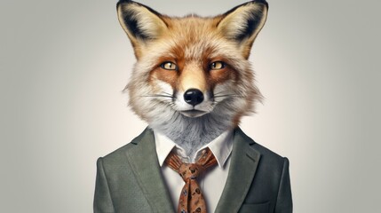 Red fox with tie - obrazy, fototapety, plakaty