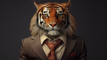 tiger dressed in an elegant