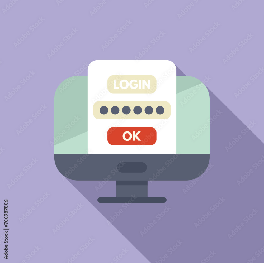 Poster login password user icon flat vector. phone step safe. internet secure message