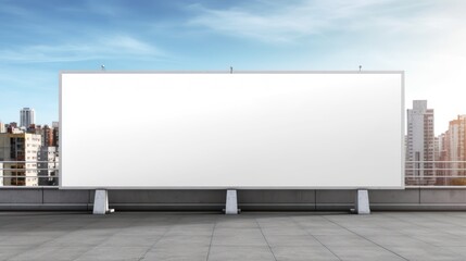 Blank white advertising banner on the fence of industrial building - obrazy, fototapety, plakaty