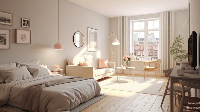Scandinavian style small studio apartment