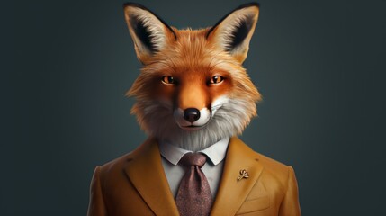 Red fox with tie - obrazy, fototapety, plakaty