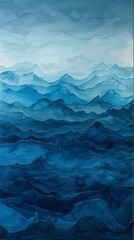 Obraz premium A realistic painting capturing the movement of blue waves in the vast ocean