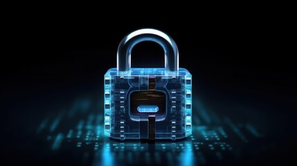 Key lock security system abstract technology world digital link cyber security on hi tech Dark blue background - obrazy, fototapety, plakaty