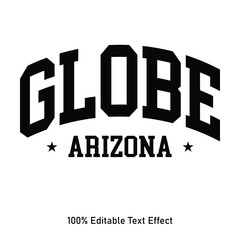 Globe text effect vector. Editable college t-shirt design printable text effect vector	