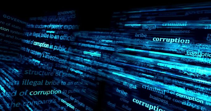 Corruption bribery and payola Headline news titles international media abstract concept  loop. Seamless and looped 3d animation.