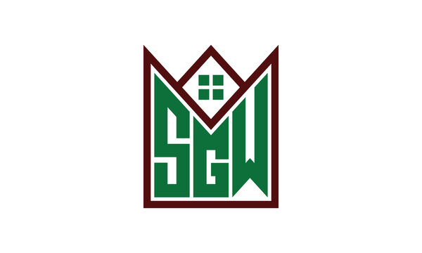SGW initial letter builders real estate logo design vector. construction, housing, home marker, property, building, apartment, flat, compartment, business, corporate, house rent, rental, commercial