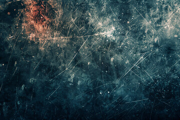Dark textured background with scratches and blue-orange light effects