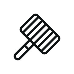 Hand BBQ grate isolated icon, stainless steel hand grill net vector symbol with editable stroke