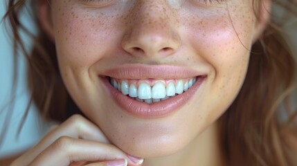 Obraz premium Woman smiling with white teeth.