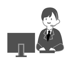 ニコッとした表情のコールセンター の男性