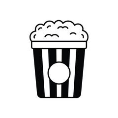 Black Solid  Popcorn vector icon