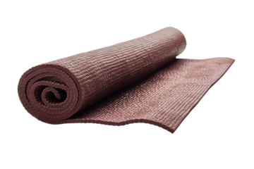 Rolled Yoga Mat on White Background. On a Clear PNG or White Background.