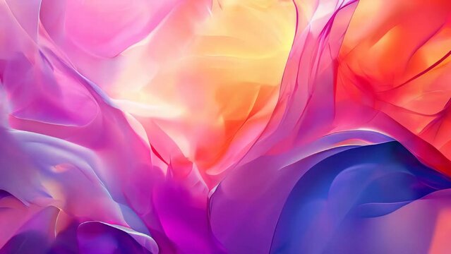 Abstract background with smooth lines in pink, orange and blue colors.