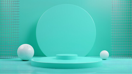 A Turquois color product mockup with the white balls, Cool mockup for the product display