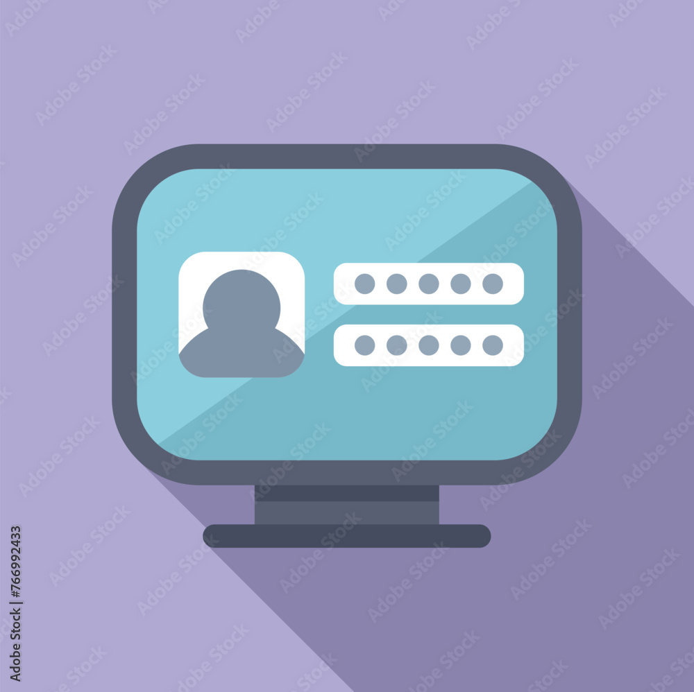 Poster user account passcode icon flat vector. computer code registration. dual safe web