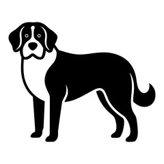 Saint Bernard dog and cute puppy silhouette vector  isolated on white