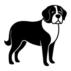 Saint Bernard dog and cute puppy silhouette vector  isolated on white