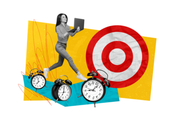 Abstract photo sketch collage of young active businesswoman talk with client by video call discus project isolated creative background