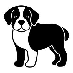 Saint Bernard dog and cute puppy silhouette vector  isolated on white
