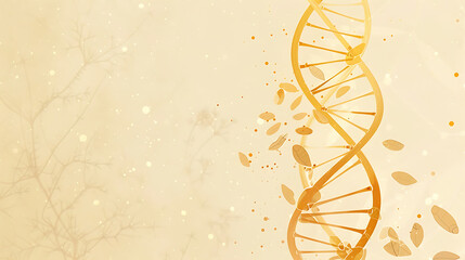 Yellow DNA structure with particles around, Medial and healthcare concept - obrazy, fototapety, plakaty