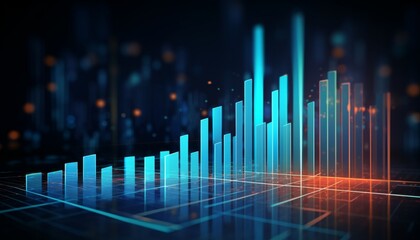 Blue hologram rising stock chart background. Background with stock chart concept.