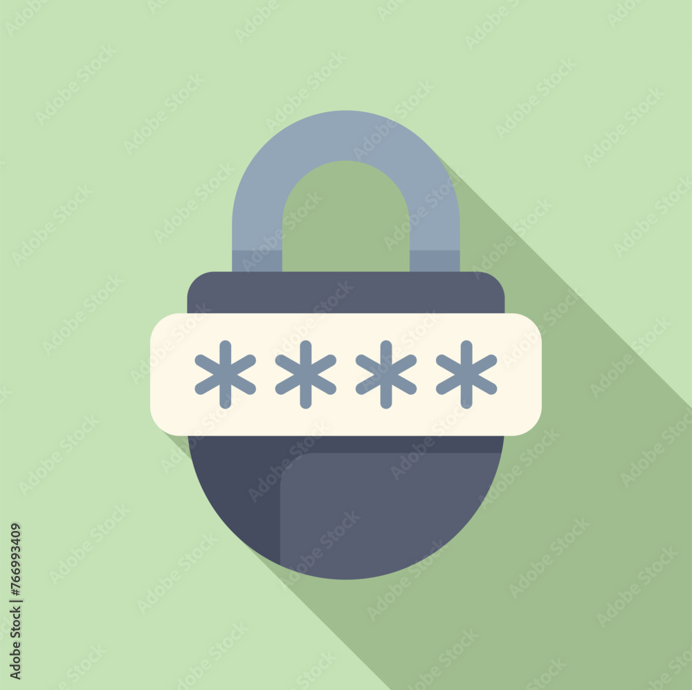 Poster lock online data icon flat vector. access learning. multi registration account
