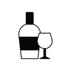 Black Solid  Wine vector icon.