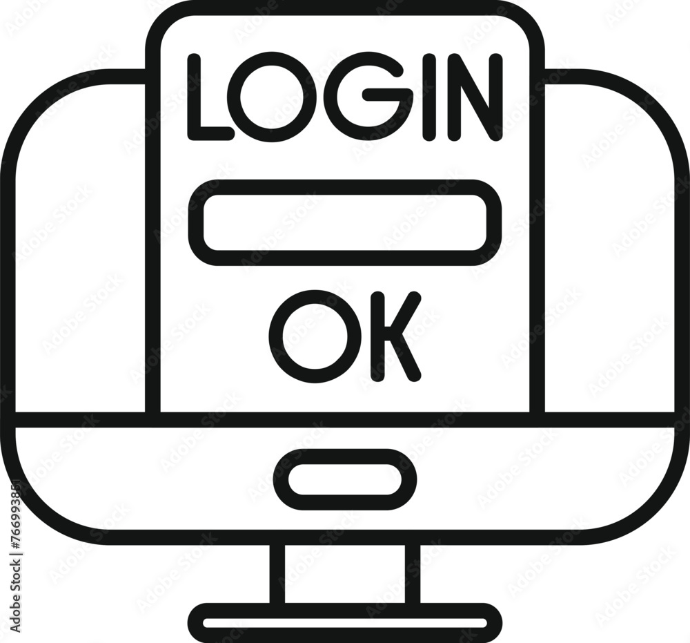 Poster login password user icon outline vector. phone step safe. internet secure message