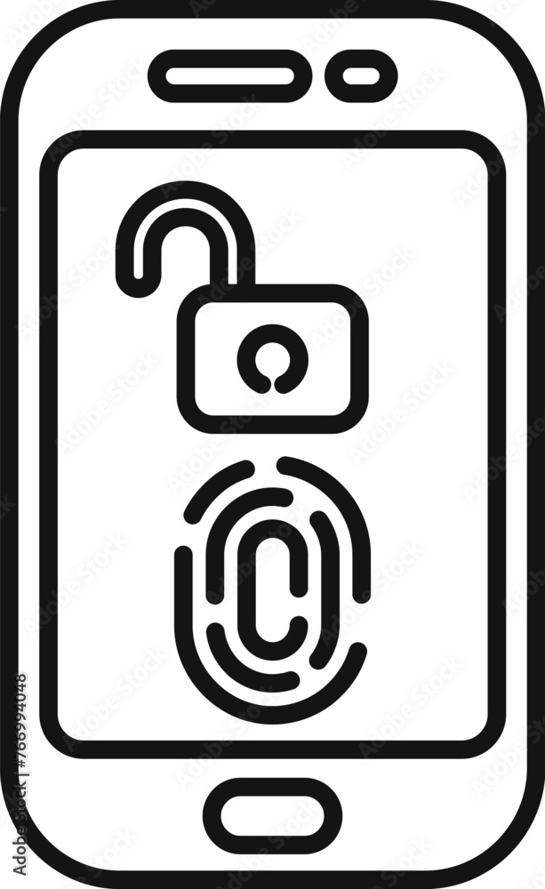 Poster secure fingerprint access icon outline vector. modern phone unlock. internet process