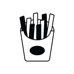 Black Solid Fries vector icon