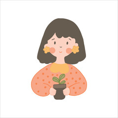 Smiling Woman Welcoming Spring With Freshly Potted Plant