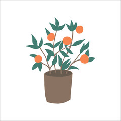 Vibrant Potted Plant With Ripe Oranges Welcoming the Spring Season