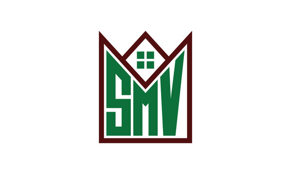 SMV initial letter builders real estate logo design vector. construction, housing, home marker, property, building, apartment, flat, compartment, business, corporate, house rent, rental, commercial