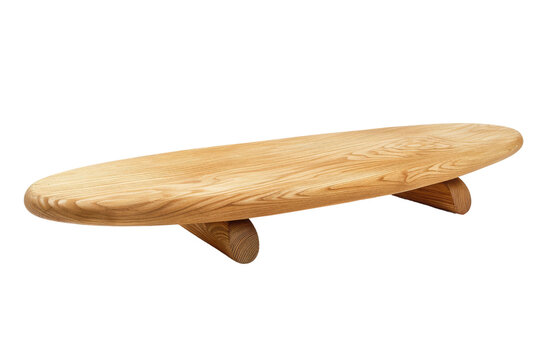 Wooden Surfboard on White Background. On a Clear PNG or White Background.