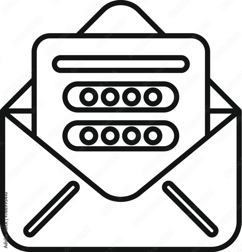 Poster safe new mail icon outline vector. step safe cellular. id dual process message