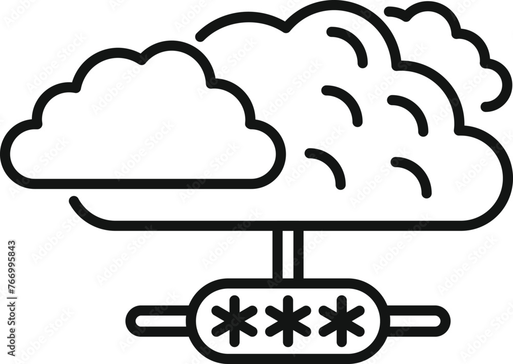 Poster cloud data access icon outline vector. low step safe. multi registration passcode