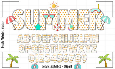 Summer Doodle alphabet Set,Custom summer name,Party Summer celebration theme,Posrter Design,Doodle alphabet Sublimation Design,Summer Vacation Letters,Summer T shirt Design SVG.