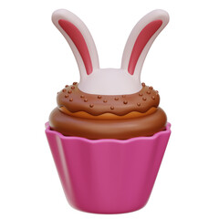 Bunny Cupcake 3d Icon Illustration