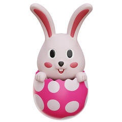Bunny Hatching Egg 3d Icon Illustration