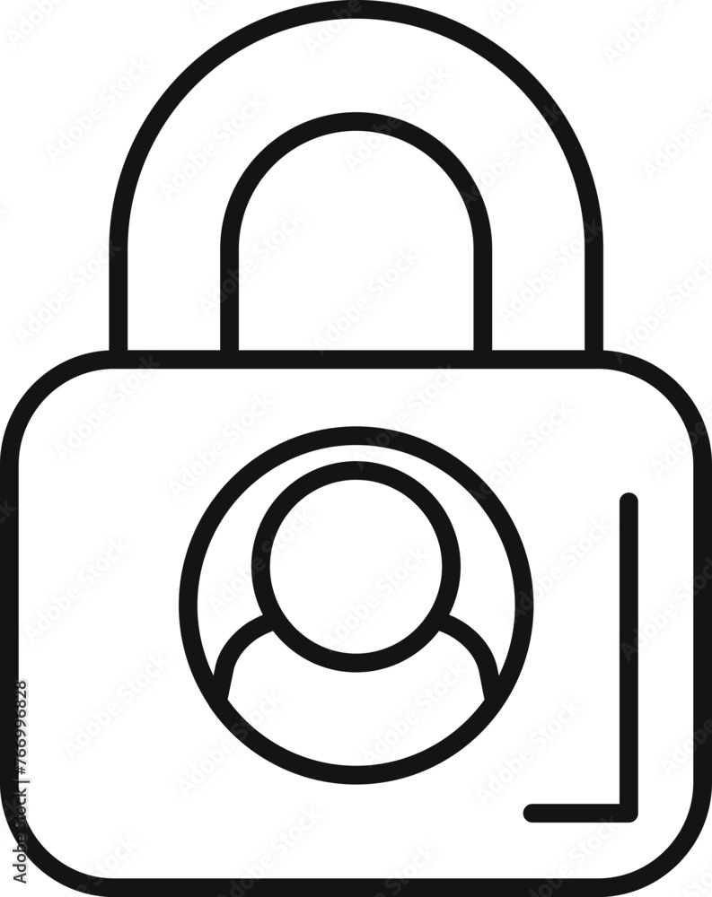 Poster user padlock code icon outline vector. mobile registration. account identity secure