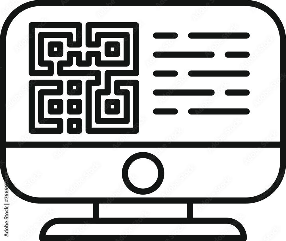 Poster scan qr code icon outline vector. access computer account. internet message