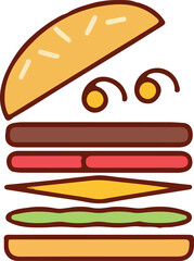 Burger mascot in retro rubber hose
cartoon style