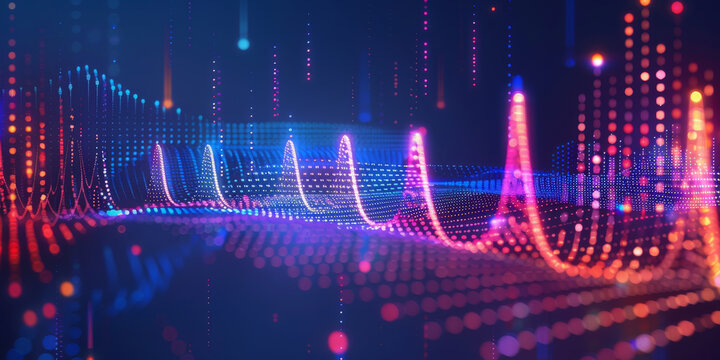 Futuristic Digital Waveform Visualization in Neon Colors