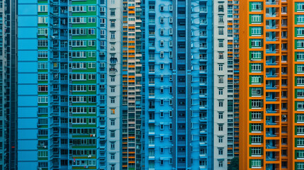 Colorful high-rise residential buildings' facade