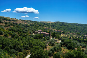 The Trasimeno lake at summer near Torricella and Monte del Lago