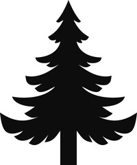 Fir tree black silhouette icon isolated
