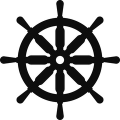 Big ship steering wheel icon isolated