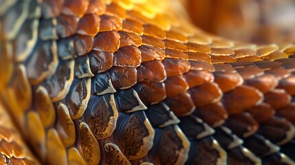 Amazing closeup photo of snake scales. You can see the incredible detail of the scales, and the way they overlap each other. - obrazy, fototapety, plakaty
