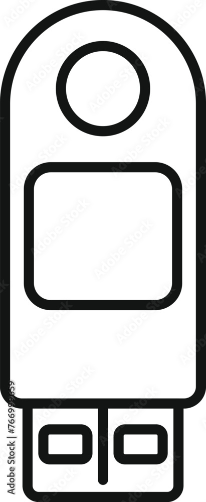 Poster usb flash with password icon outline vector. phone id process. multi registration